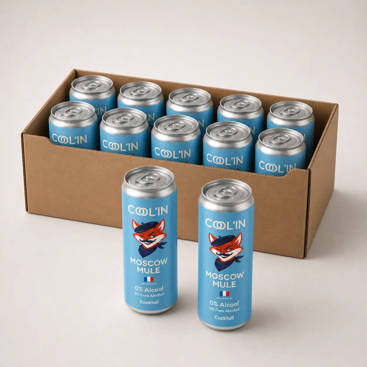 Pack de 12 cocktails sans alcool COOL'IN – canettes premium prêtes à boire (G-Tonic, Hugo Spritz, Moscow Mule)