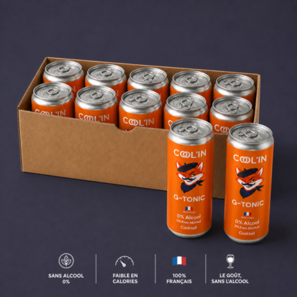 Pack de 12 cocktails sans alcool COOL'IN – canettes premium prêtes à boire, G-Tonic.