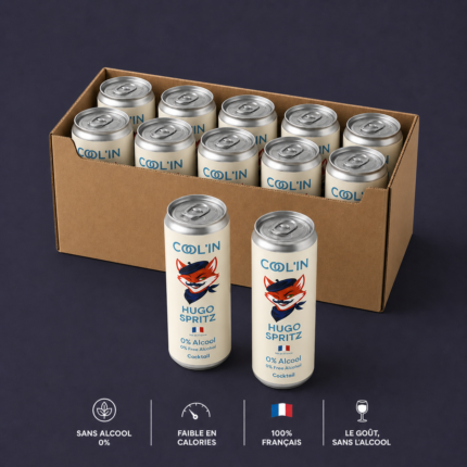 Pack de 12 cocktails sans alcool COOL'IN – canettes premium prêtes à boire, Hugo Spritz