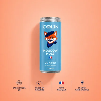 Canette Cool’in Moscow mule sans alcool 0% – cocktail français prêt à boire, faible en calories